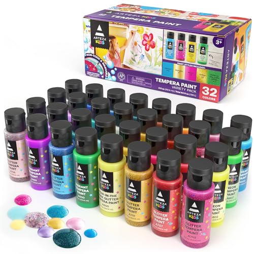 Arteza Kids' Washable Tempera Paint Set of 32