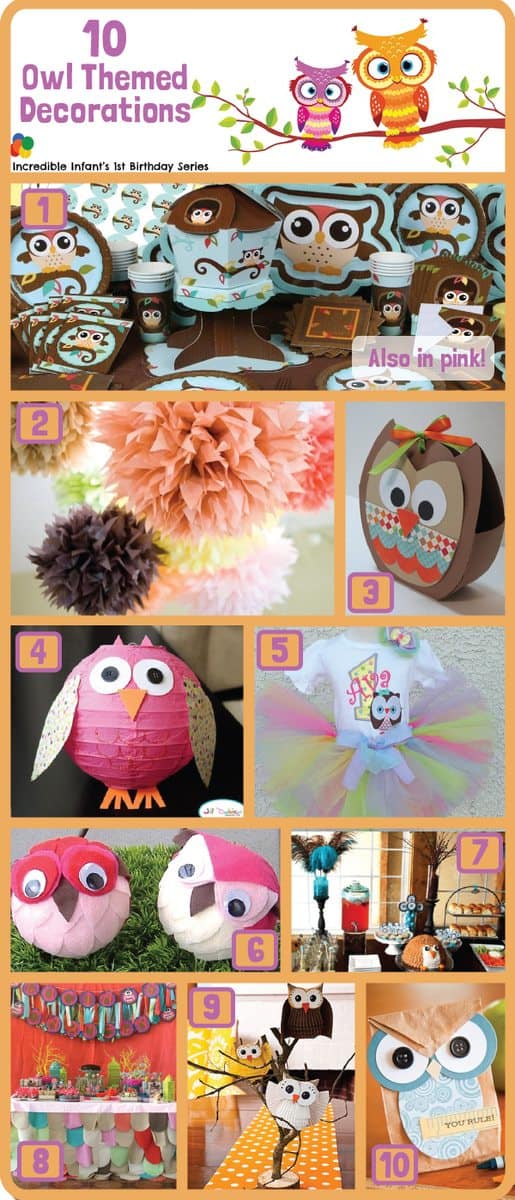 Owl Themed Birthday Decorations / Owl 1St Birthday - CakeCentral.com : E&l 2 set owl pal party themed decorations kit, birthday party supplies, birthday party banner, set of 10 pieces different colorful owl flags different pattern 4.7 out of 5 stars 135 $8.99 $ 8.